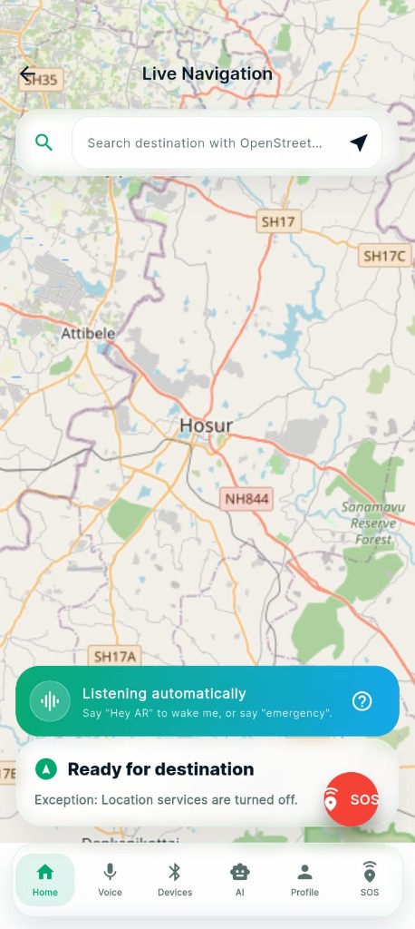 Live navigation map and destination search